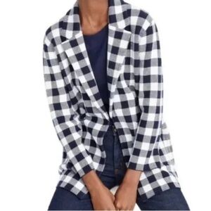 J. Crew Navy and White Checkered Blazer